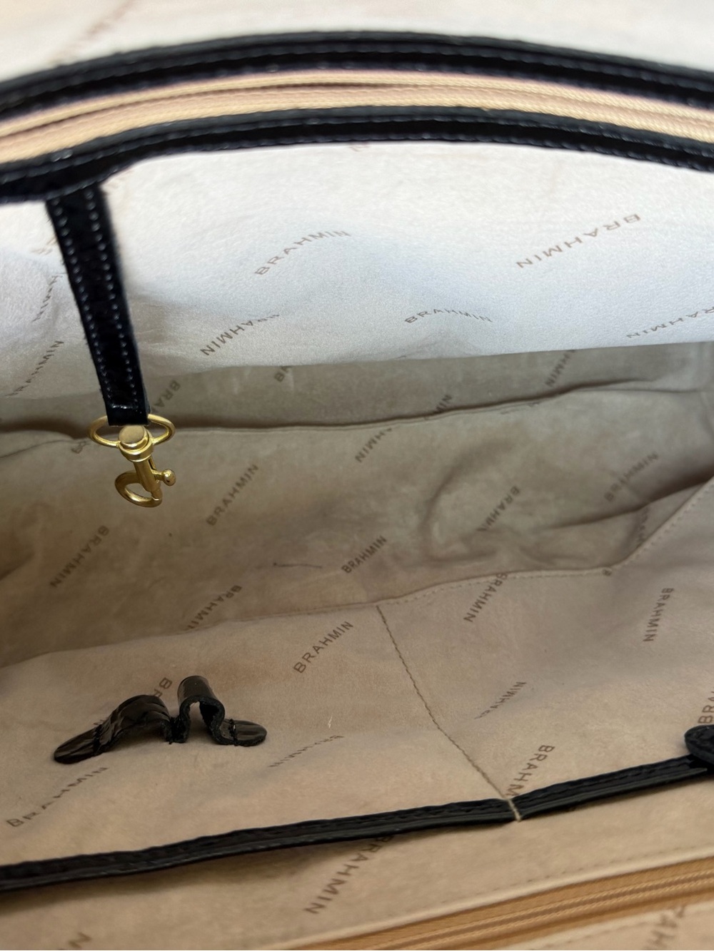 Brahmin Medium Asher Tote Black Croc Embossed Leather - Picture 9 of 11